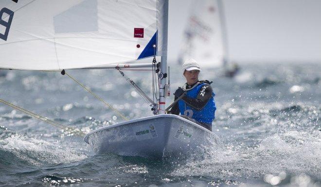 Evi Van Acker, BEL, Women's One Person Dinghy (Laser Radial) on day four - 2015 ISAF Sailing WC Weymouth and Portland © onEdition http://www.onEdition.com